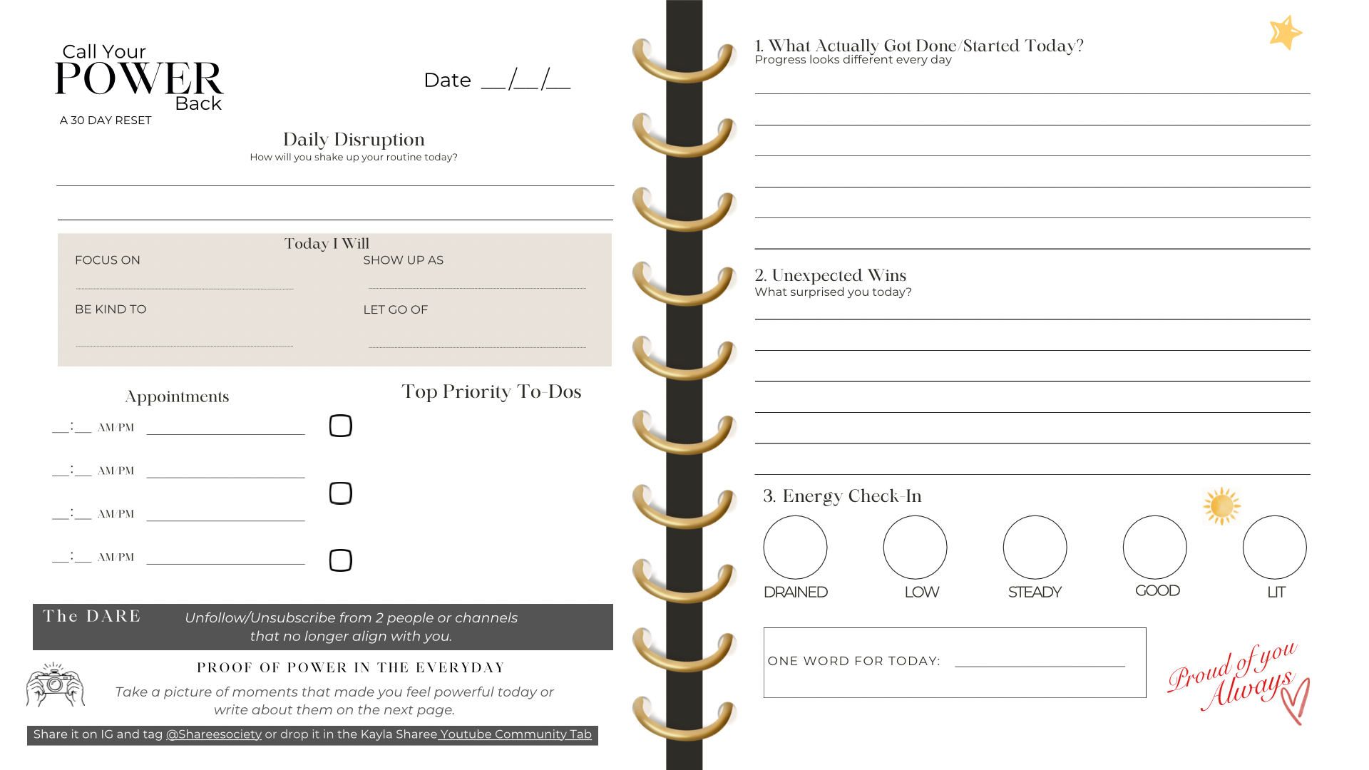 Call Your Power Back - 30 Day Reset Digital Planner